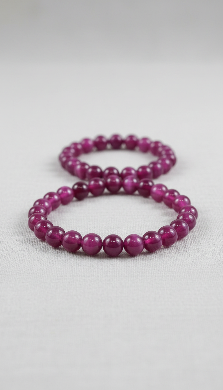Pulsera de Rubí Estrella Natural – Elegancia Exclusiva con Efecto Asterismo
